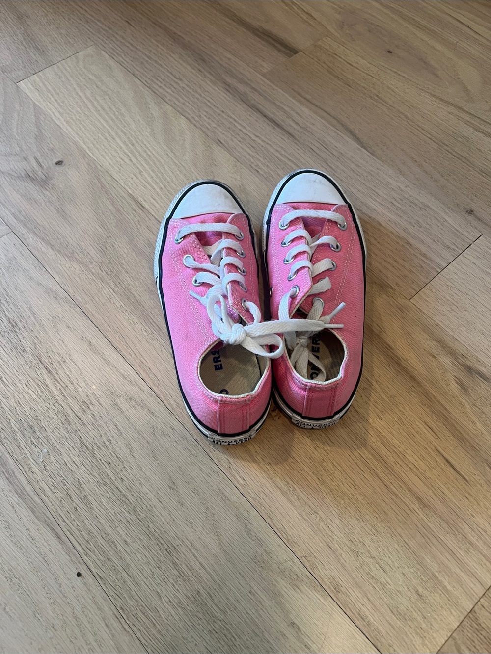 Converse Pink Low-Top Kids Canvas Sneakers with White Accents